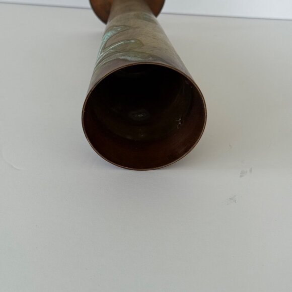 Vintage Brass Taper Candle Holder With Patina Finish 11.5" Tall - Picture 7 of 7